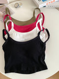 Women Sexy Backless Camis Underwear Padded Bra Fixing Cup Cross Back Knitted Crop Tops Off Shoulder Tops For