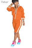 Winter Two Piece Set Tracksuit For Women Long Sleeve Striped Coat And Skinny Pants Sweat Suits Casual Sportswear