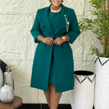 Women's Elegant Elastic Body Solid Suit Jacket Sling Skirt Two Sets Of African Fashion