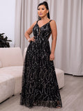 Tied Backless Spaghetti Strap Mesh Maxi
