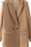 2023 Women Double Breasted Loose Blazer Office Lady Loose Classic Coat Basic Suit Jacket Female Chic Outwear