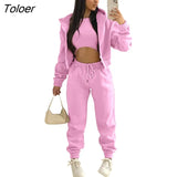 Winter Thick Warm Fleece 3 Piece Set Tank Top Jacket and Pants Long Sleeve Coat Haren pants Tracksuit Sports