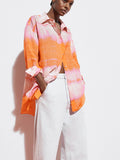 2022 Summer Casual Tie Dye Shirt Women Turn-down Collar Long Sleeve Top Fashion Loose Blouse Single Breasted Elegant