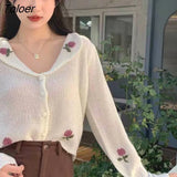 Women Loose Button Simple Casual Floral Retro Elegant Spring Streetwear Turn Down Collar Female Ins Chic Sweet