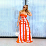 Sexy Tube Top Print Backless Loose Maxi