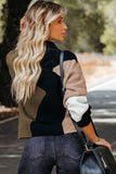 Block Mock Neck Ribbed Trim