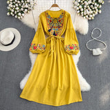 Embroidery Tassel Tuxedo With Loose Waist A Word Big Swing Dress Seaside