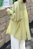 Shirt Women Chic Vintage Sunproof Back Button Korean Fashion Blouse Chiffon Elegant Lady Women's Spring Blouses New