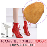 New Stye Salsa Jazz Outdoor Indoor Social Latin Dance Shoes for Dancing Women High Heels Ballroom Mesh Red Professional