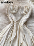 New Summer Dresses Woman Party Night French Elegant Vestido Sexy Gentle Temperament Female Irregular White Chiffon