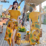 Set Women 3 Pieces Stylish BF Design Bright Color Elegant Young Style College Summer Beachwear Swimwear Hot Sale