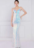 Vintage Strap Sleeveless Solid Sequined Mermaid Evening