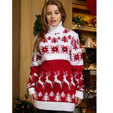 Christmas Couples Matching Sweaters New Year's Clothes Women Men Unisex Turtleneck Warm Thicken Jumpers Knitwear