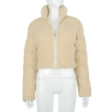Sisterlinda Faux PU Leather Y2K Bubble Puffer Winter Warm Jacket Women Coats Long Sleeve Outerwear Zipper Casual Slim
