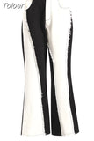 Fashion Women's Jeans Irregular Stitching Contrast Color Rough Edge Straight High Waist Denim Pants Autumn 2023 New