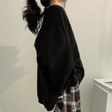 Solid Color Oversized Sweatshirt-Outfit