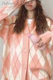 Women Knitted Sweater Loose Single Breasted Students V-neck Lovely Knitwear Korean Oversize Cardigan Winter