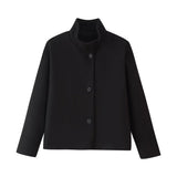 Women's Autumn And Winter Collar Clasp Short Loose Jacket Casual Solid Color Hair This Coat