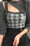 Women Plaid Sweater Korean Pullover Fashion Clothes Irregular Cropped Tops Y2K Pullovers Aesthetic Sweaters Vest 2 Pieces