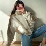 Sport Zipper Turndown Collar Long Sleeve