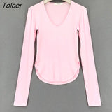 Long Sleeve Tshirt Women 2023 Fashion Slim White Woman Tshirts Tops High Elasticity Thin Skinny Tee Shirt Blusas
