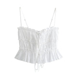 Spring Style Bow Tie Slim Poplin Halter Top 3067055-Outfit