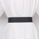 Black Pocket Metal Buckle Split Joint Long Wide Belt Personality Women New Fashion Tide All-match Spring 2022