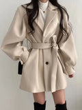 autumn Winter coat for women wool blends turn down collar warm clothing chic and elegant Female jacket korean fashion