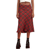 Women's Plaid Print High Waisted Midi Skirt A-Line Bodycon Long Pencil Skirt Y2K Streetwear E-Girl 90S