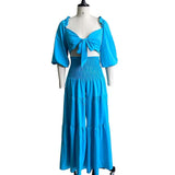 Summer Wrapped Bra Strap Wide Leg Pants Large Size Two-Set Casual