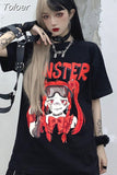 t-shirt goth Top Harajuku tops Butterfly lightning print Loose Short Sleeve kawaii anime t shirt plus size