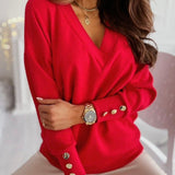Jumper Sweaters For Women Loose Office Lady Casual New Long Sleeve Knitted Sweater Women Button Pullover Sweater