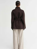Spring And Autumn Women's Explosive Temperament Hairy Dark Brown Short Loose Thaied Coat