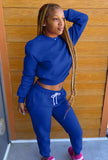 Casual Round Neck Long Sleeve Sweatshirt And Beaded Sweatpants 2 Piece