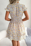 Tie Front Cutout Smocked