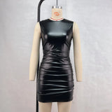 Toloer New Women's Ladies' PU Leather Sexy Slim Hip Wrap Dress Nightclub-Outfit