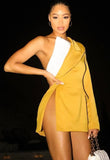 Sexy Patch One Shoulder Split Blazer