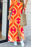 For Women 2023 Spring Summer Casual Loose Print Long Shirt Dress Button Up Long Sleeve Midi Elegant Vintage