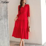 2023 Spring Summer Dress Women Cotton Patchwork Lace Dresses V-Neck Lantern Sleeve Maxi Dress Beach Long Female