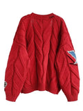 Oversized Embroidery Knit Cardigan-Outfit