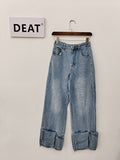 Fashion Women's Jeans High Waist Legs 3D Multi Pocket Light Color Straight Tube Denim Cargo Pants Summer 2023 New