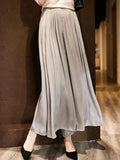 New Women's Pants Temperament Romantic Pleated Elegant Soft Elastic Waist Loose Breathable Women's Wide Leg Skirt