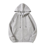 Solid Color Oversized Zip Up Loose Hoodie-Outfit
