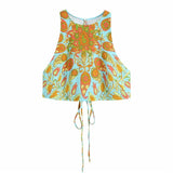 Paisley Print Midi Skirt Summer High Waist Lace Up Split Sexy Faldas Femme Jupes longues Za 2021 Women Fashion Boho