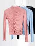 Toloer A Half-High Neck And Long-Sleeved Bottom Top With A High Stretch