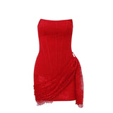 The Autumn Of 2025, The New Women's Sexy Lace Mesh Is A Word-Smeared And Straight-Up Dress