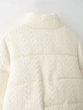 Cabel Knitted Zipper Puffer Coat-Outfit