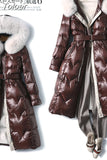 Design Winter 90 White Duck Down Coat Women Warm Fox Fur Zipper Collar Detachable High Street Adjustable Waist
