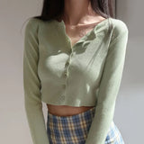 Korean Fashion Solid Color Knitted Cardigan Women Sweaters Oversize Autumn Harajuku Long Sleeve Button Jumper