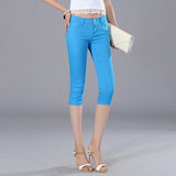 Denim Jeans Shorts omen's Capris Skinny Jeans Pants Female Knee Length Stretch Slim Capri Jeans Women Candy Color